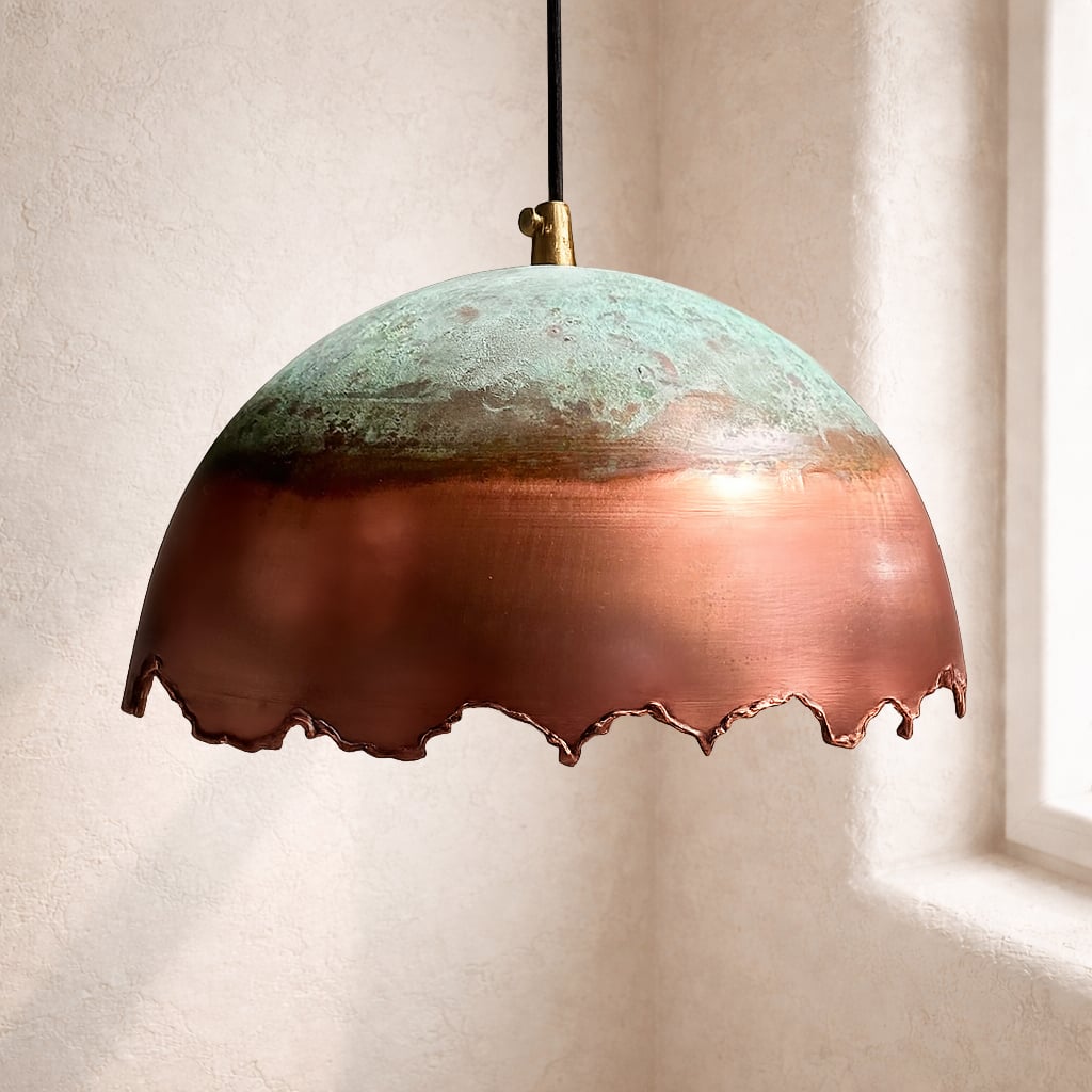 Scalloped Edge Copper Pendant Light