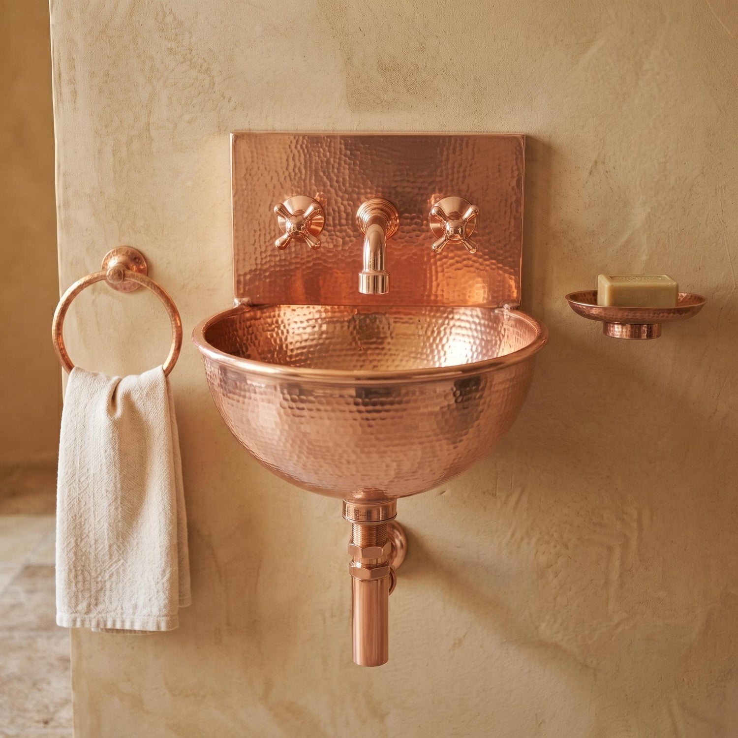 Copper  sink a  Wall Mount Sink for bathroom  Handcrafted Rustic Bathroom Fixture  copper  sink with faucet bathroom