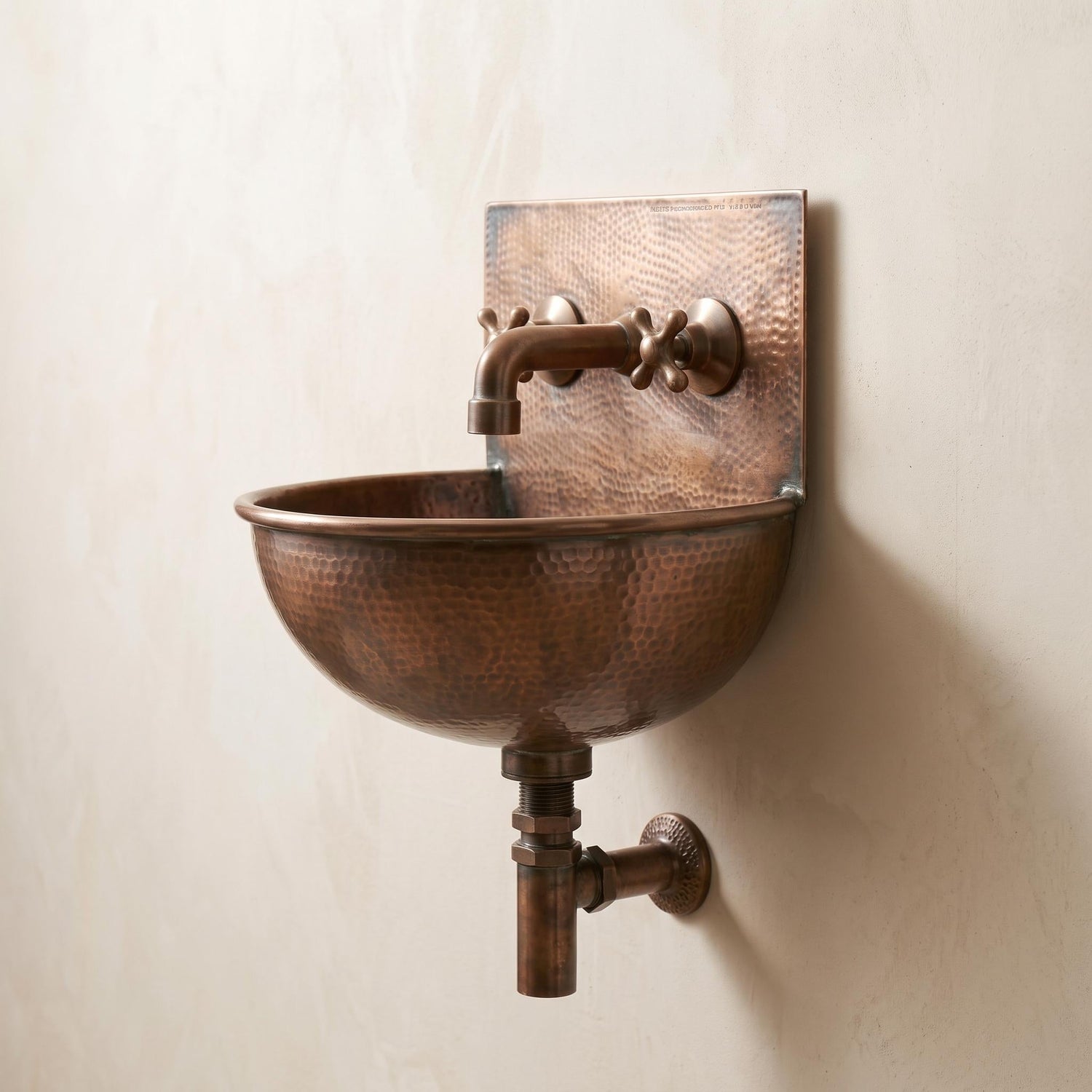 Copper  sink aged  Wall Mount Sink: Handcrafted Rustic Bathroom Fixture  copper bathroom sink