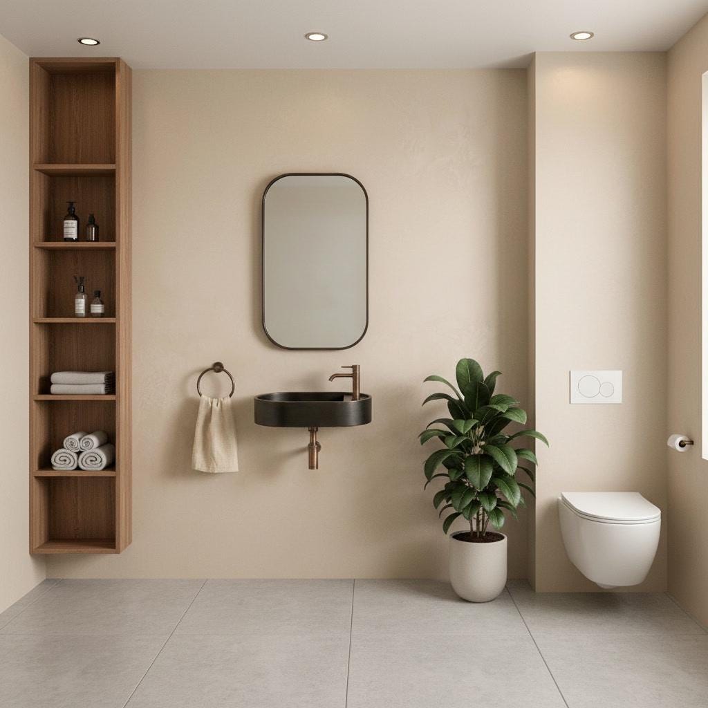 Copper Vessel Sink, Floating Wall Mount Washbasin - Oil Rubbed Bronze Basin, Smooth Powder Room Sink, Industrial Bath Decor