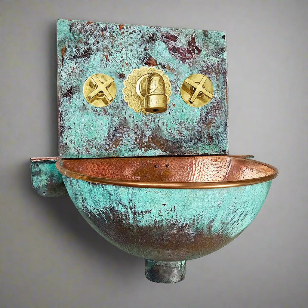 Verdigris Patina Copper Wall Mount Sink