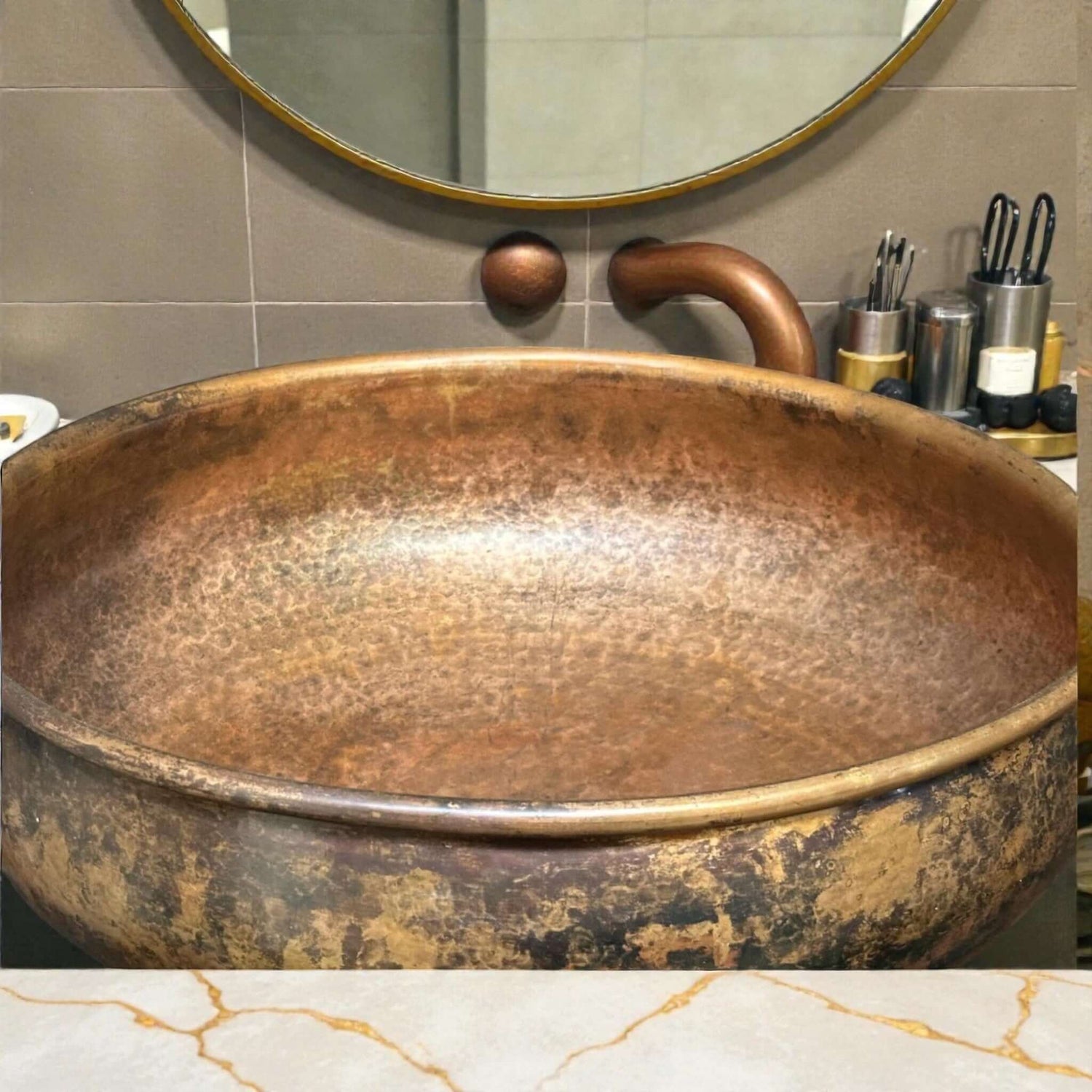 Hammered Copper Bathroom Sink