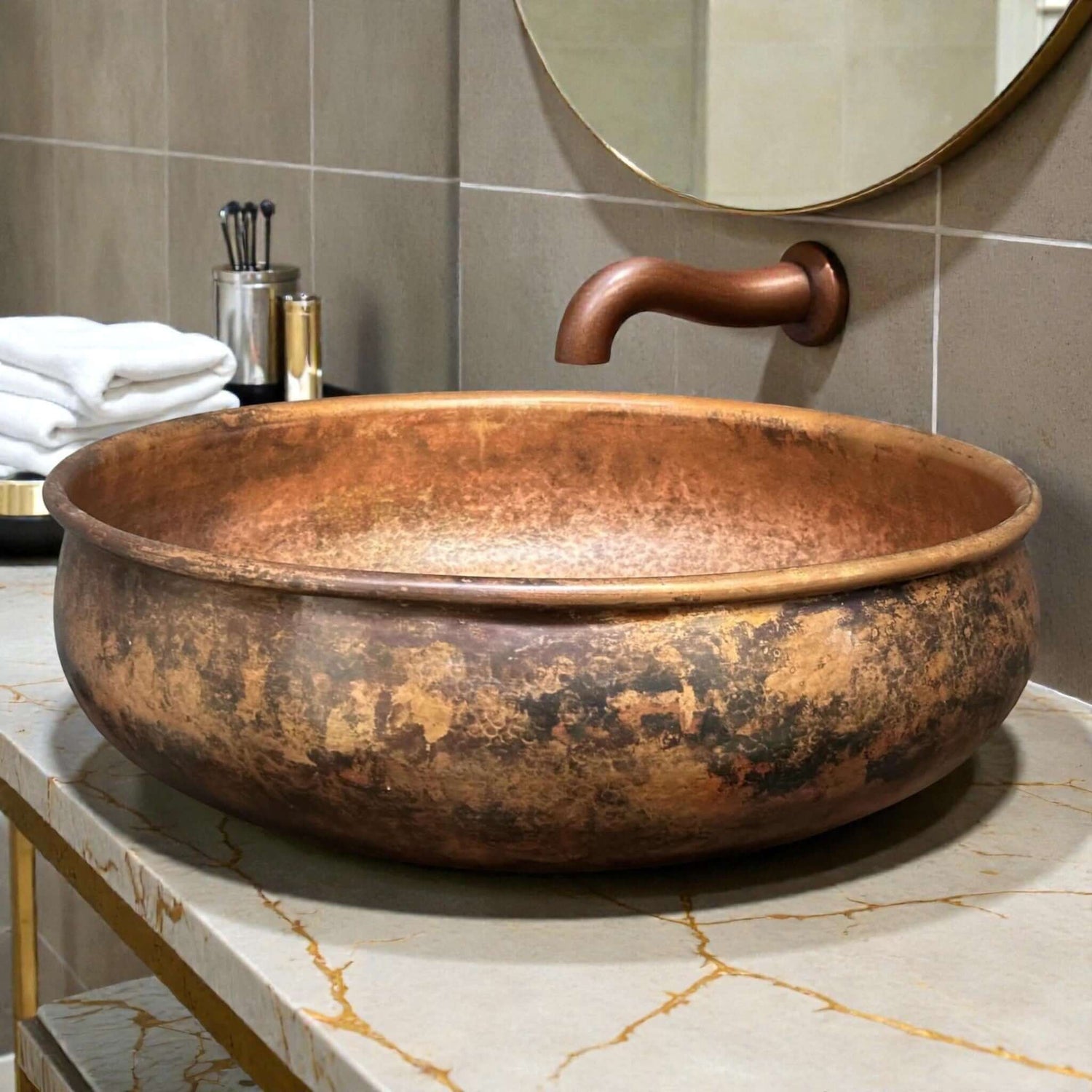 Hammered Copper Bathroom Sink