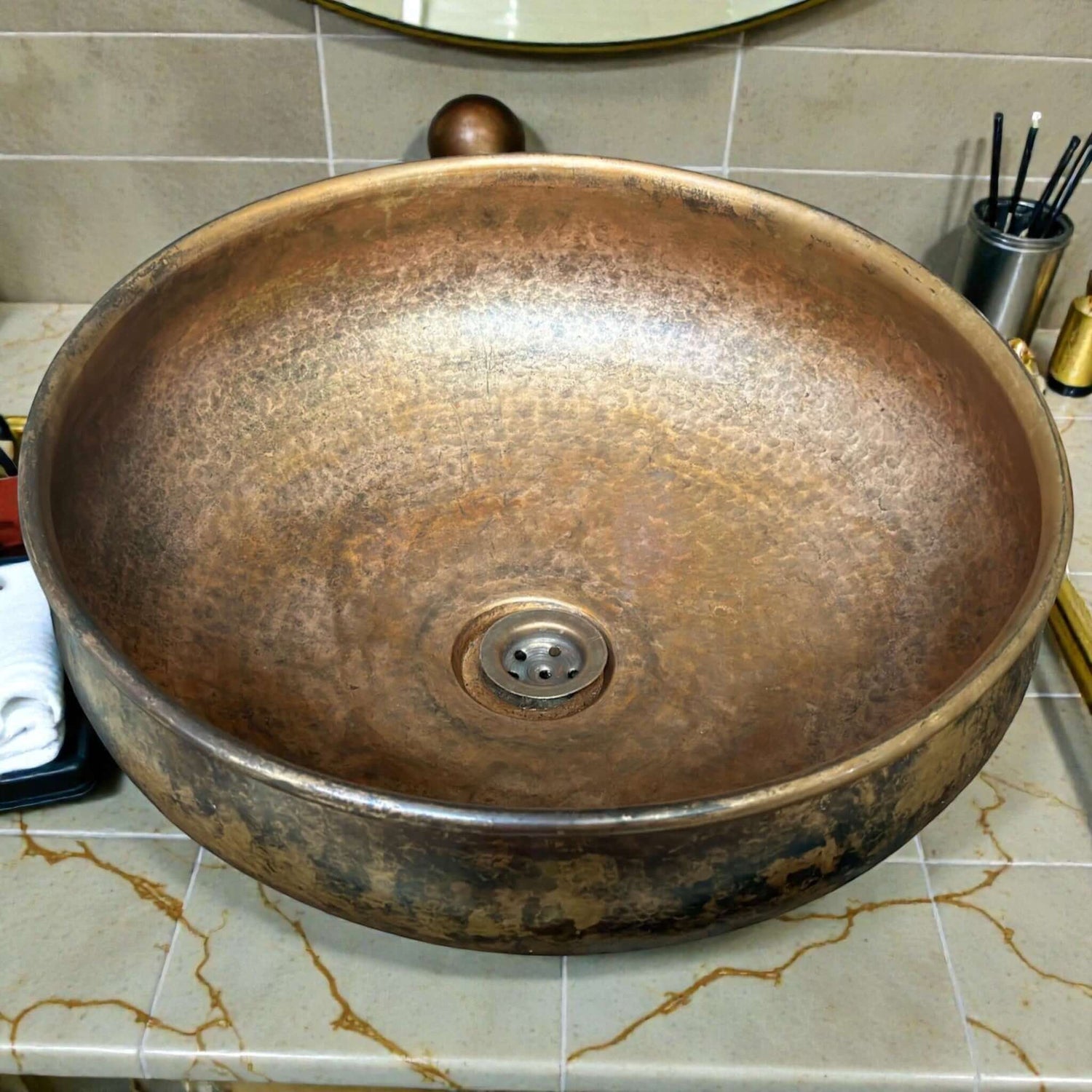 Hammered Copper Bathroom Sink