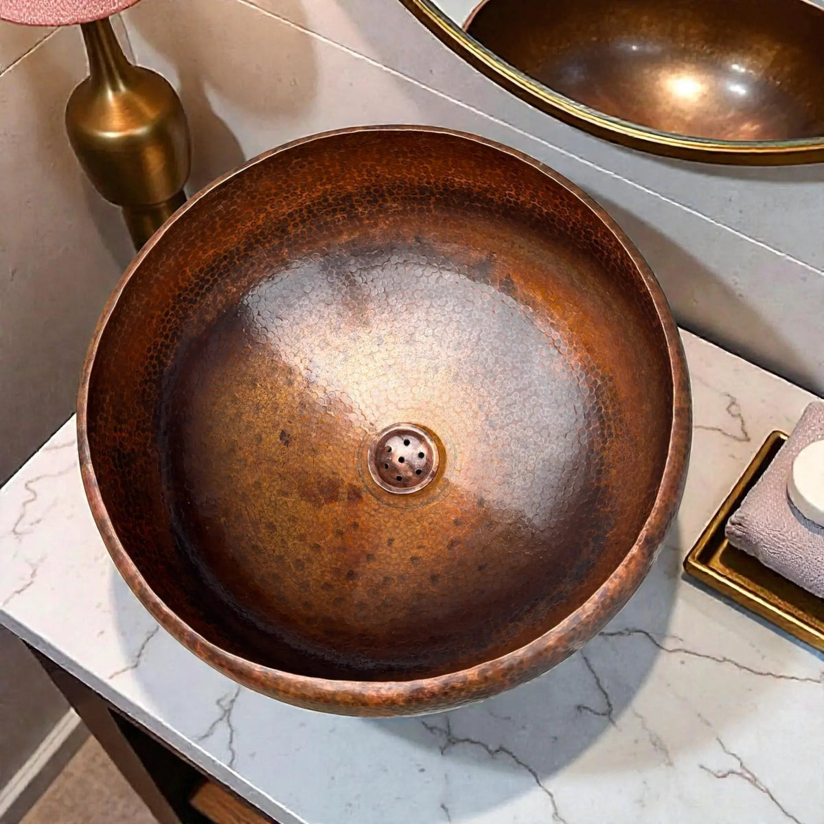 Hammered Brown Copper Vessel Sink