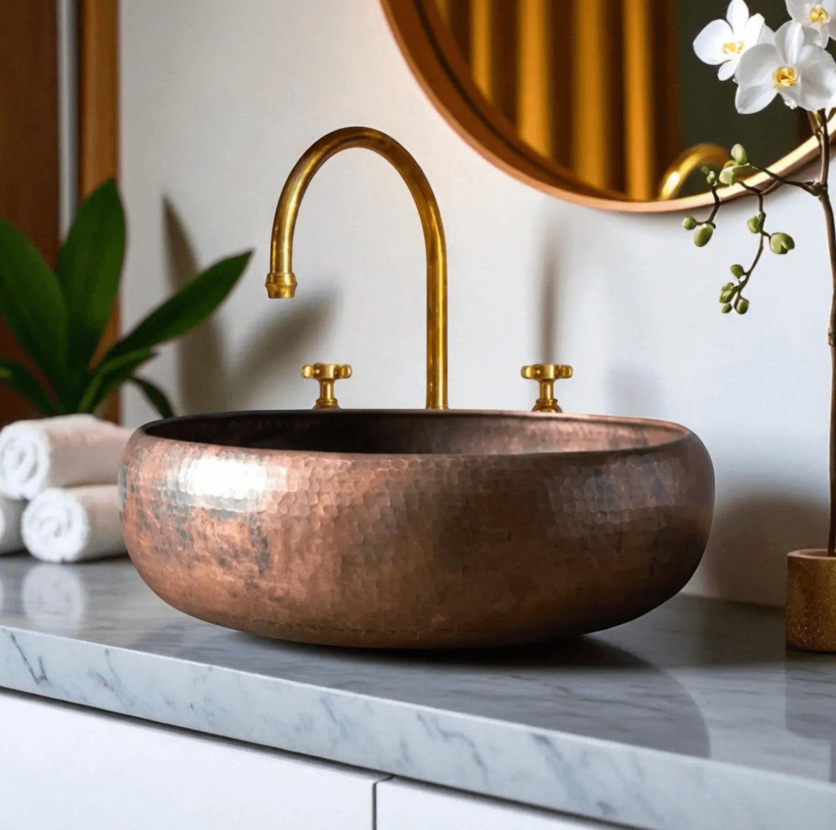 Handmade Oxidized Copper Vessel Sink