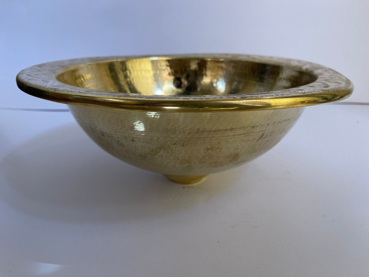 Custom Engraved Brushed Brass Sink - Round Unlacquered Bathroom Basin