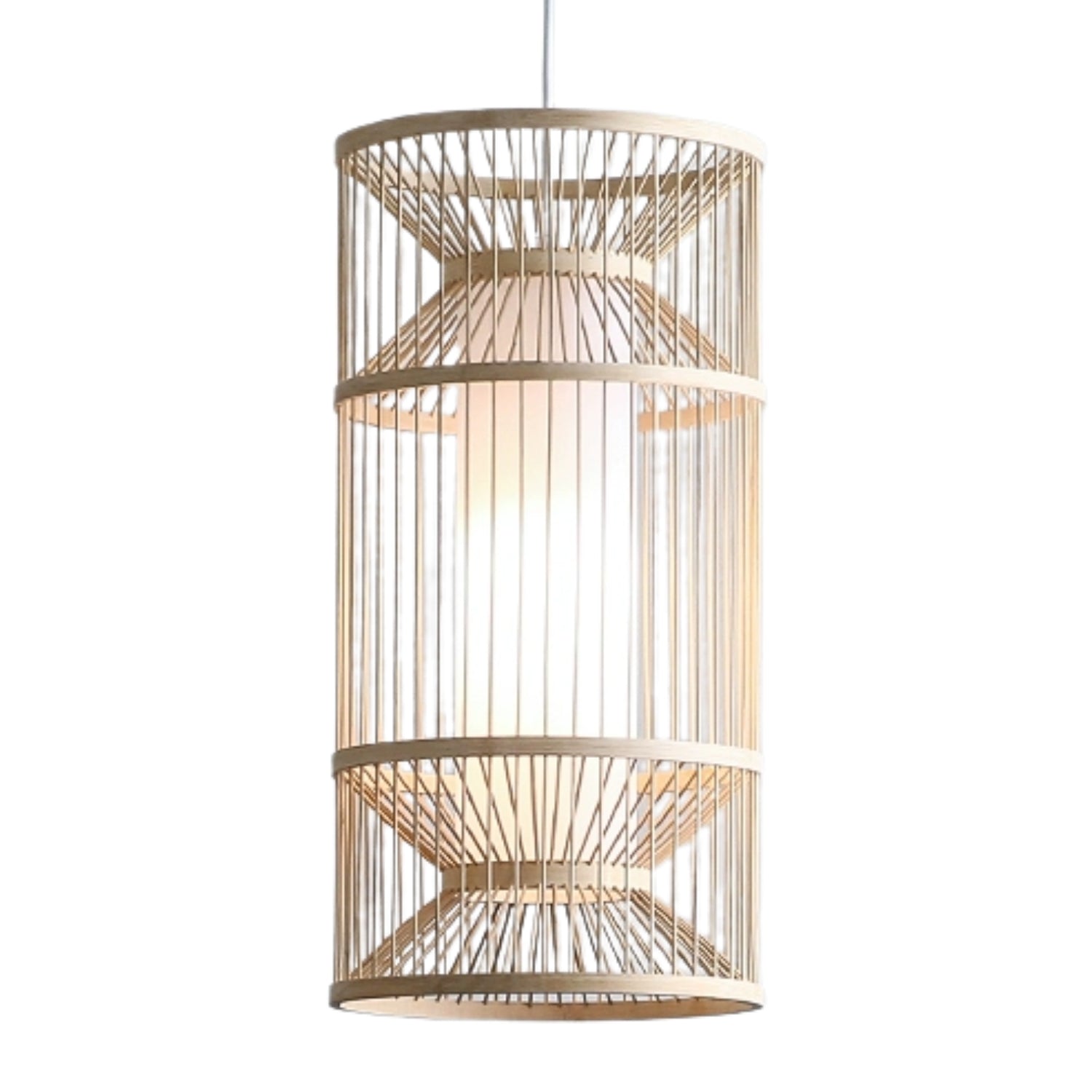 Cylindra Hourglass Bamboo Woven Pendant Light