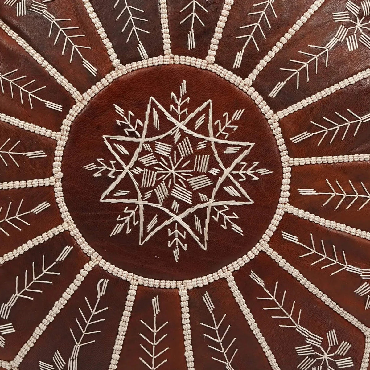 Luxury Handcrafted Brown Moroccan Leather Pouf