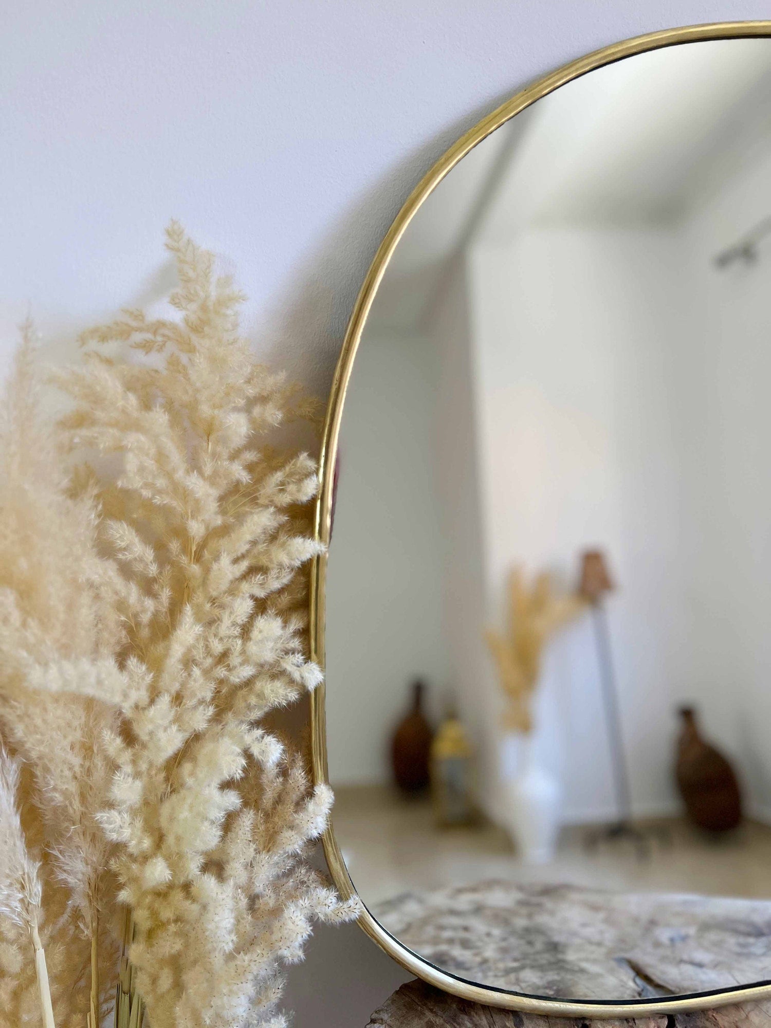 Varaudu Asymmetrical Mirror Irregular Brass Wall Mirror - Antique Brass Bathroom Mirror, Vanity Wall Decor