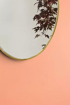Varaudu Brass Oval Wall Mirror Unlacquered Brass Bathroom Mirror - Antique Brass Bathroom Mirror, Vanity Wall Decor