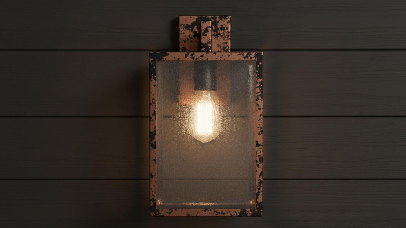 Distressed Copper Outdoor Sconce - Black Patina Box Wall Lantern
