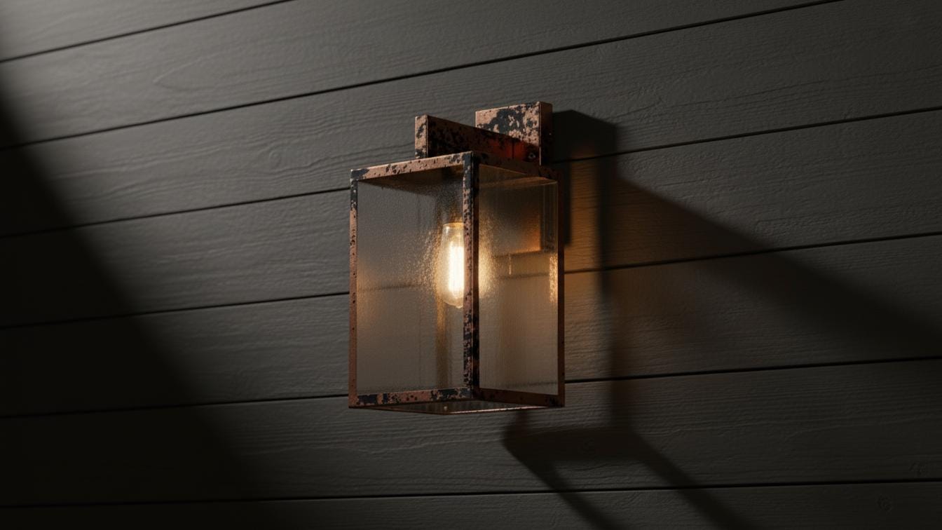 Distressed Copper Outdoor Sconce - Black Patina Box Wall Lantern