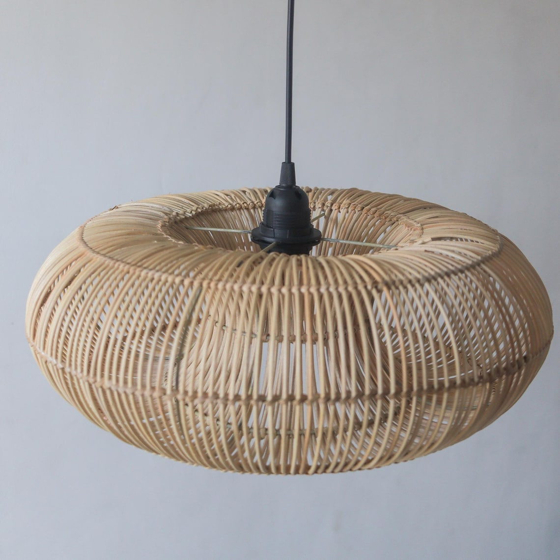 Donut Rattan Pendant Light Round Shade