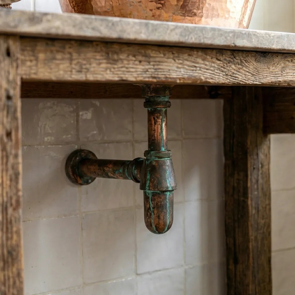 Unlacquered Solid Brass Bottle Trap – Vintage Exposed Sink Drain for Bathroom Vanity
