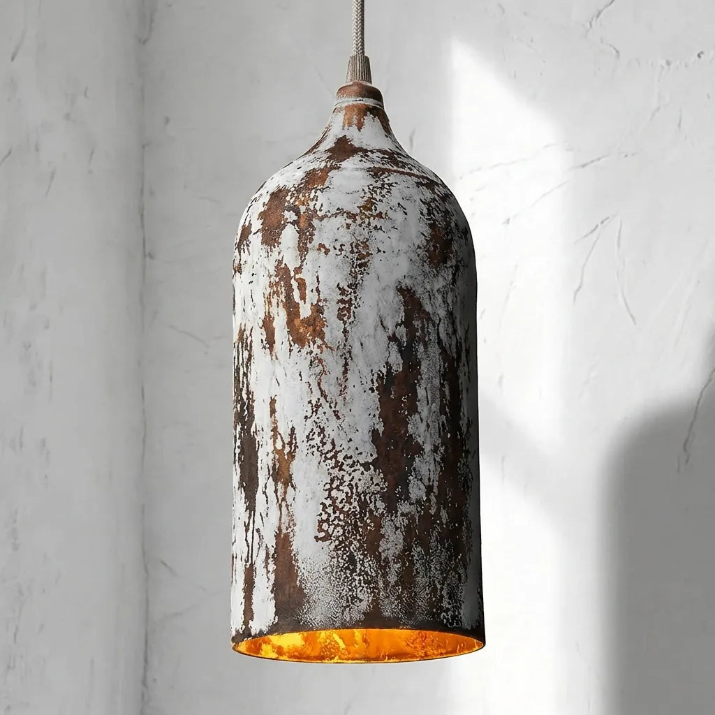 Rustic Patina Copper Pendant Light -Handcrafted Copper Ceiling Lamp