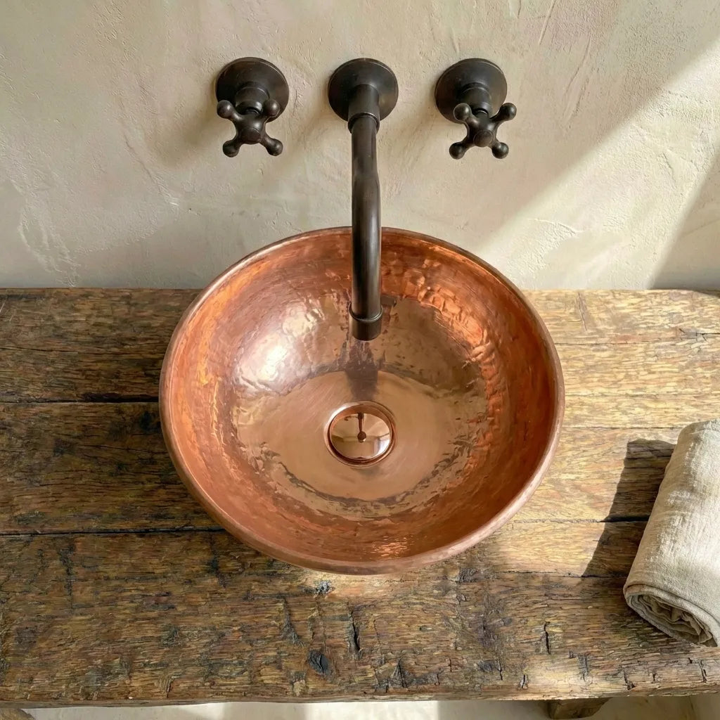 Copper Vessel Sink Bathroom, Black Wash Basin