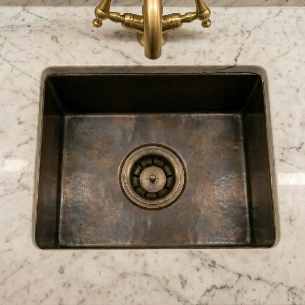 Antique Solid Brass Undermount Bar Sink In Various Sizes