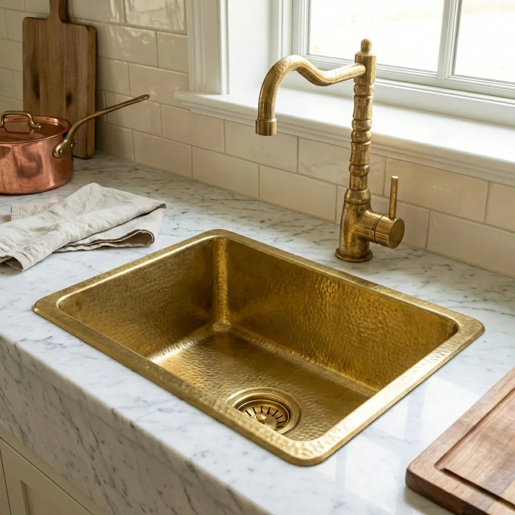 Unlacquered Brass Undermount Bar sink Including drain