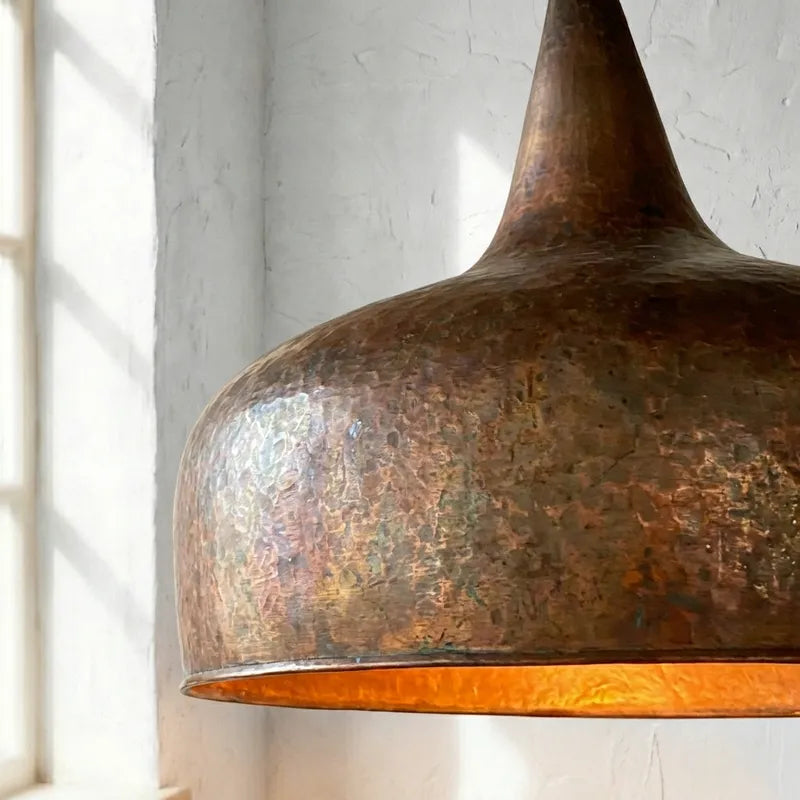 Aged Copper Farmhouse Pendant Light