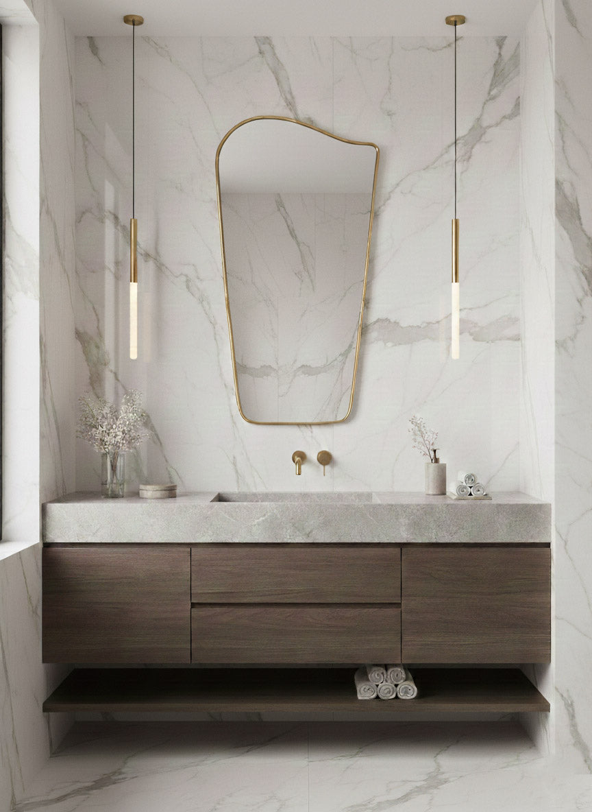 Varaudu Wavy Brass Mirror - Antique Brass Bathroom Mirror, Vanity Wall Decor