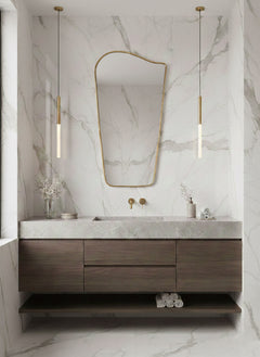 Varaudu Wavy Brass Mirror - Antique Brass Bathroom Mirror, Vanity Wall Decor