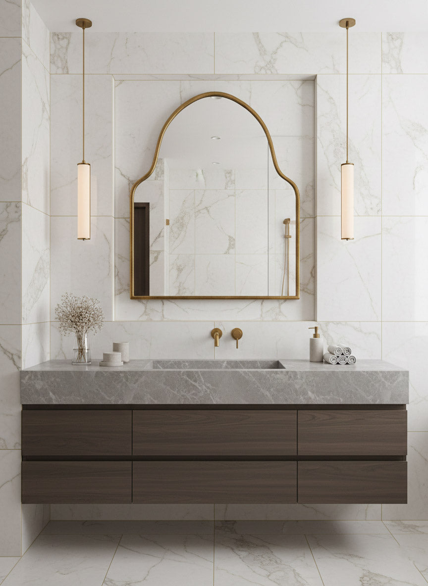 Varaudu Gold Brass Arch Mirror Handmade Brass Wall Mirror 369099709 - Antique Brass Bathroom Mirror, Vanity Wall Decor