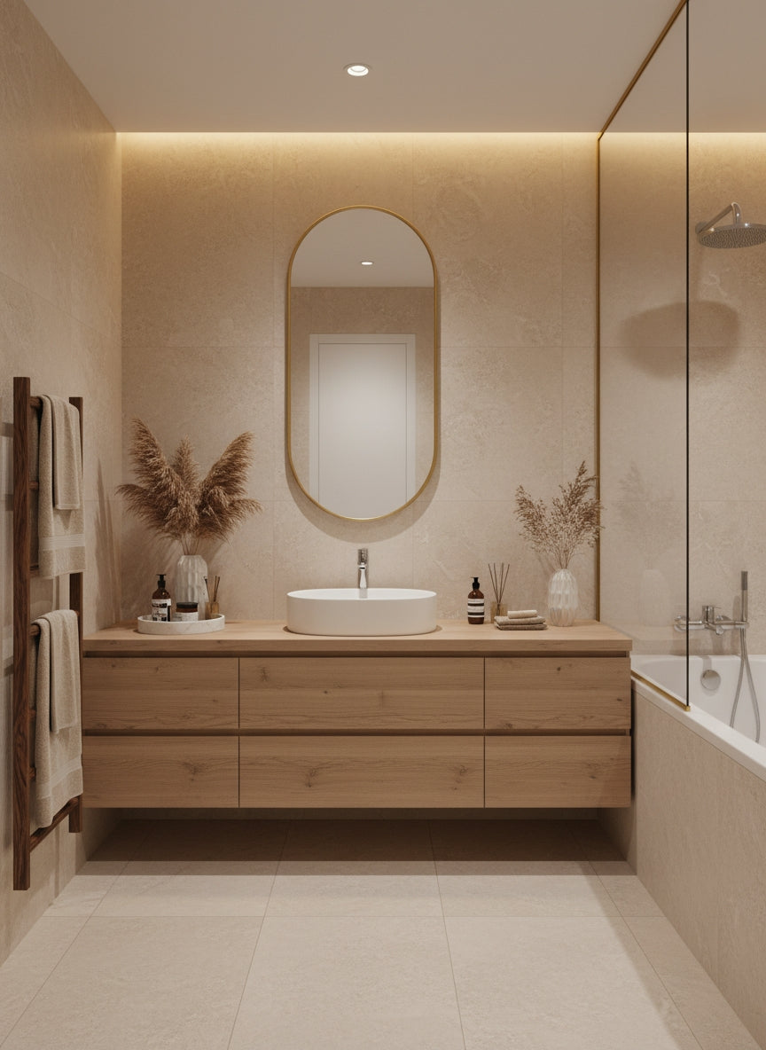 Varaudu Brass Wall Mirror Capsule Design 369099662 - Antique Brass Bathroom Mirror, Vanity Wall Decor
