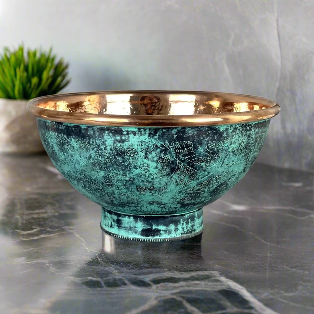 Engraved Copper Bathroom Sink
