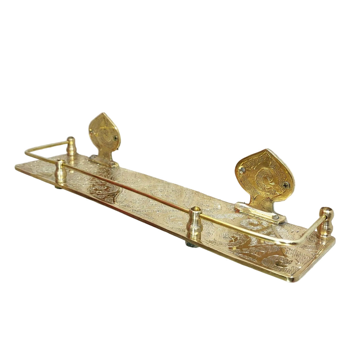 Engraved Solid Brass Wall Bathroom Shelf, Small Bathroom Shelf