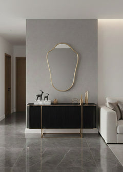 Varaudu Italian Shield Form Brass Wall Mirror 369099688 - Antique Brass Bathroom Mirror, Vanity Wall Decor