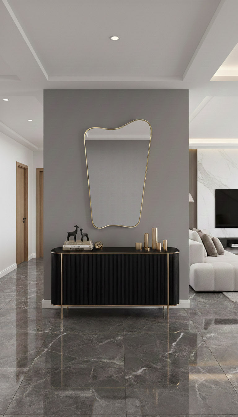 Varaudu Freeform Wall Mirror - Antique Brass Bathroom Mirror, Vanity Wall Decor