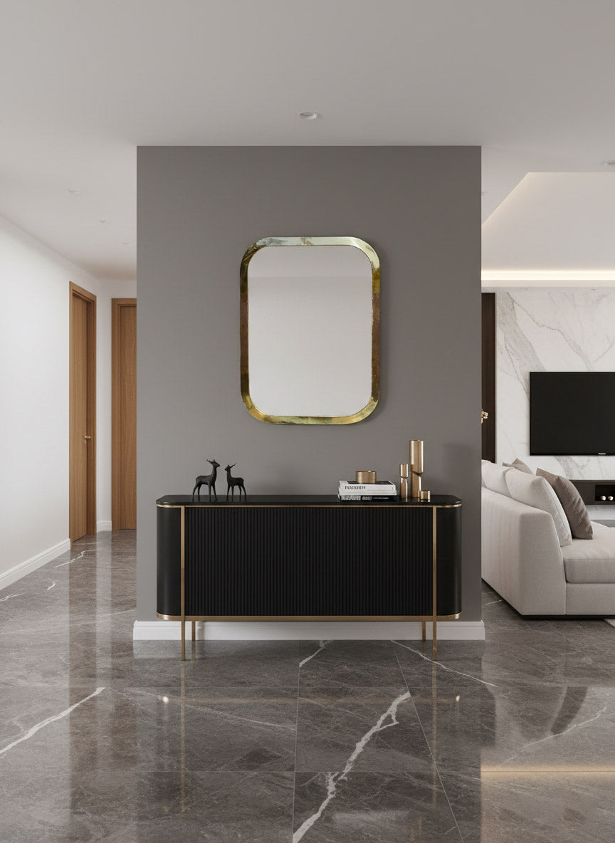 Varaudu Gold Brass Rectangle Mirror 369099692 - Antique Brass Bathroom Mirror, Vanity Wall Decor