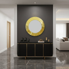 Varaudu Gold Round Wall Mirror Handmade Brass Bathroom Mirror 369099658 - Antique Brass Bathroom Mirror, Vanity Wall Decor