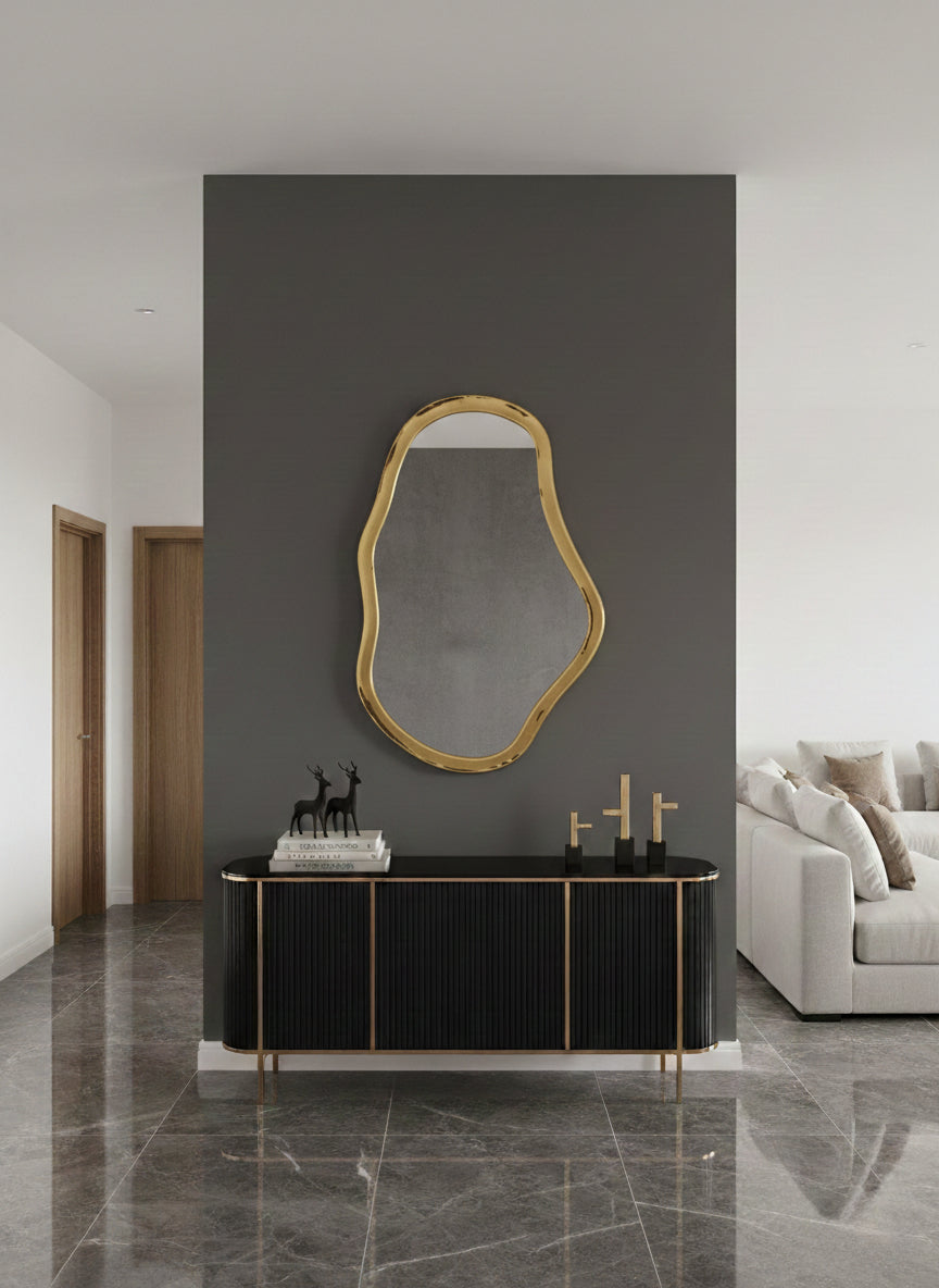 Varaudu Asymmetrical Mirror Wall Brass Mirror 369099721 - Antique Brass Bathroom Mirror, Vanity Wall Decor