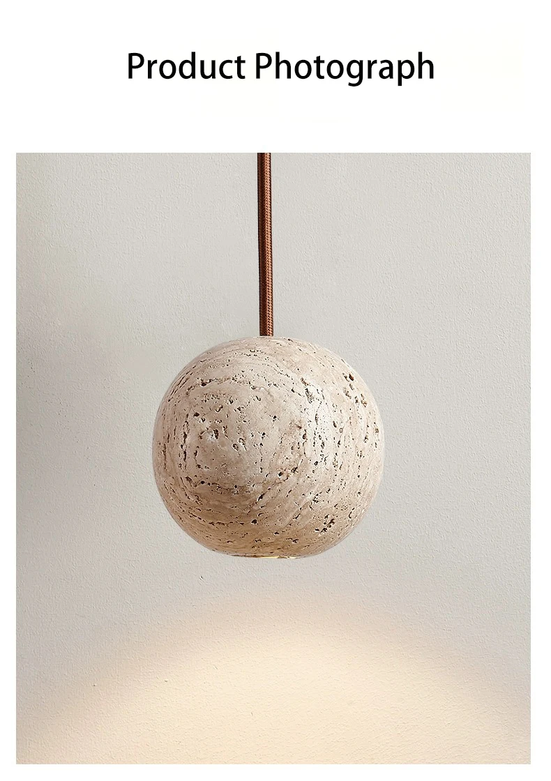 Fabien Wabi Sabi Globe Travertine Stone Pendant Light