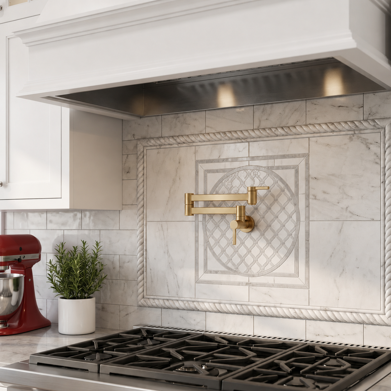 Solid Brass Folding Stove Faucet - Wall Mount Kitchen Pot Filler Faucet