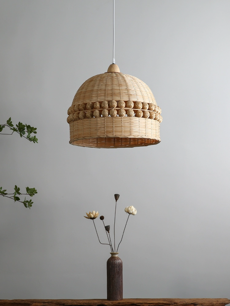 Gaudio Dome Wicker Bamboo Pendant Light - Little Balls Shade