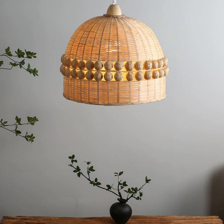 Gaudio Dome Wicker Bamboo Pendant Light - Little Balls Shade