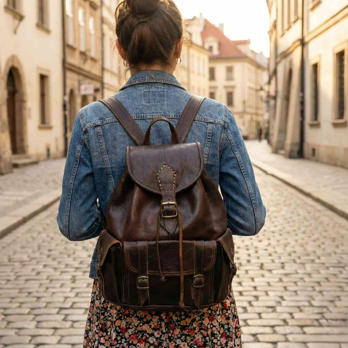 Moroccan Leather Backpack – Handmade Minimalist Bag