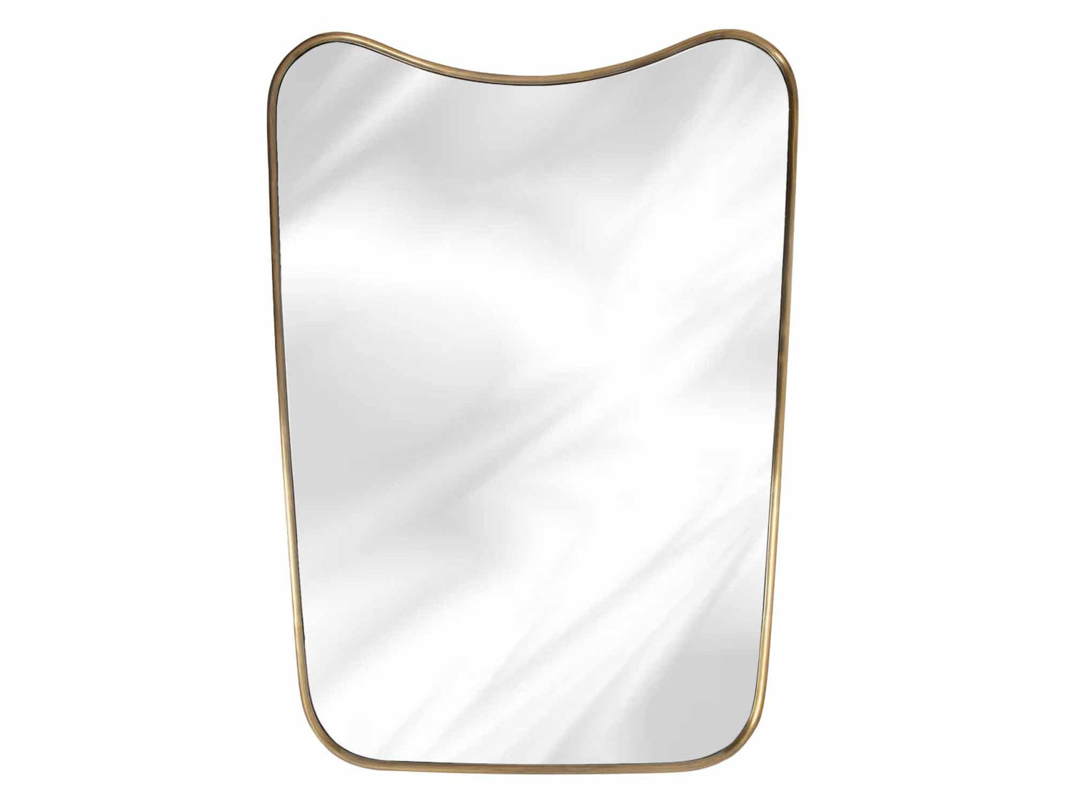 Varaudu Curved Brass Mirror Frame Wall Mirror - Antique Brass Bathroom Mirror, Vanity Wall Decor