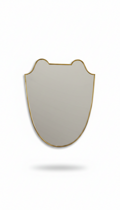 Varaudu Brass Italian Shield Wall Mirror - Antique Brass Bathroom Mirror, Vanity Wall Decor