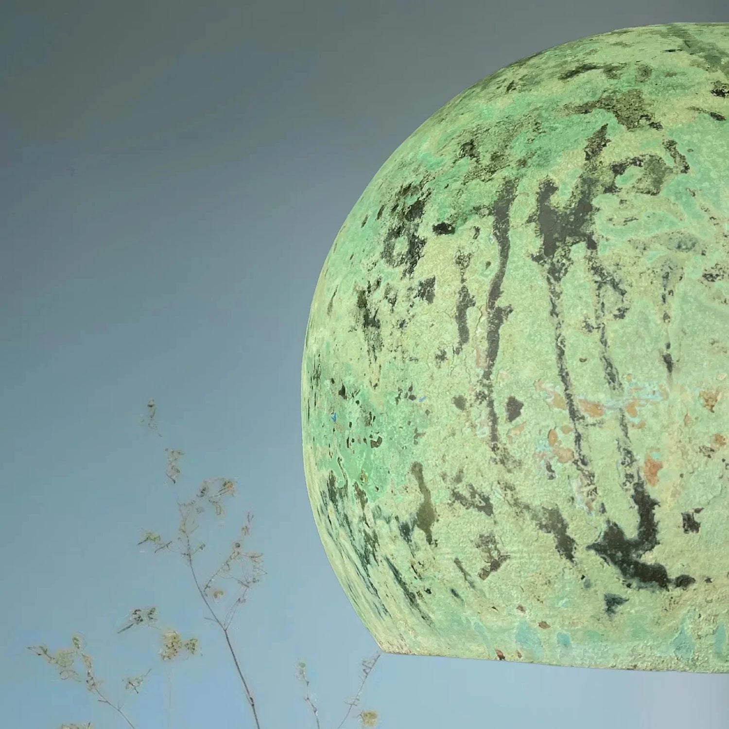 Green Patina Copper Dome Pendant Light - Rustic Modern Kitchen Island Lighting