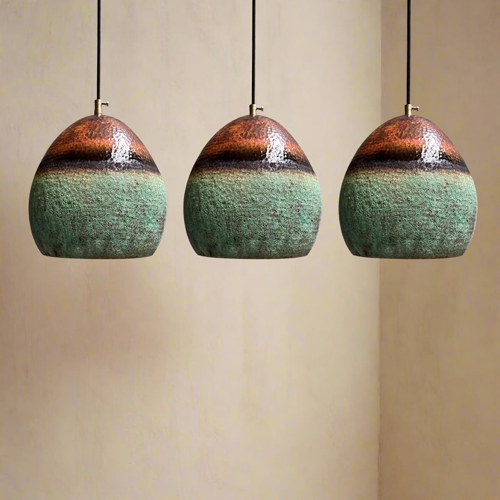 Patina Copper Pendant Light - Set Of 3