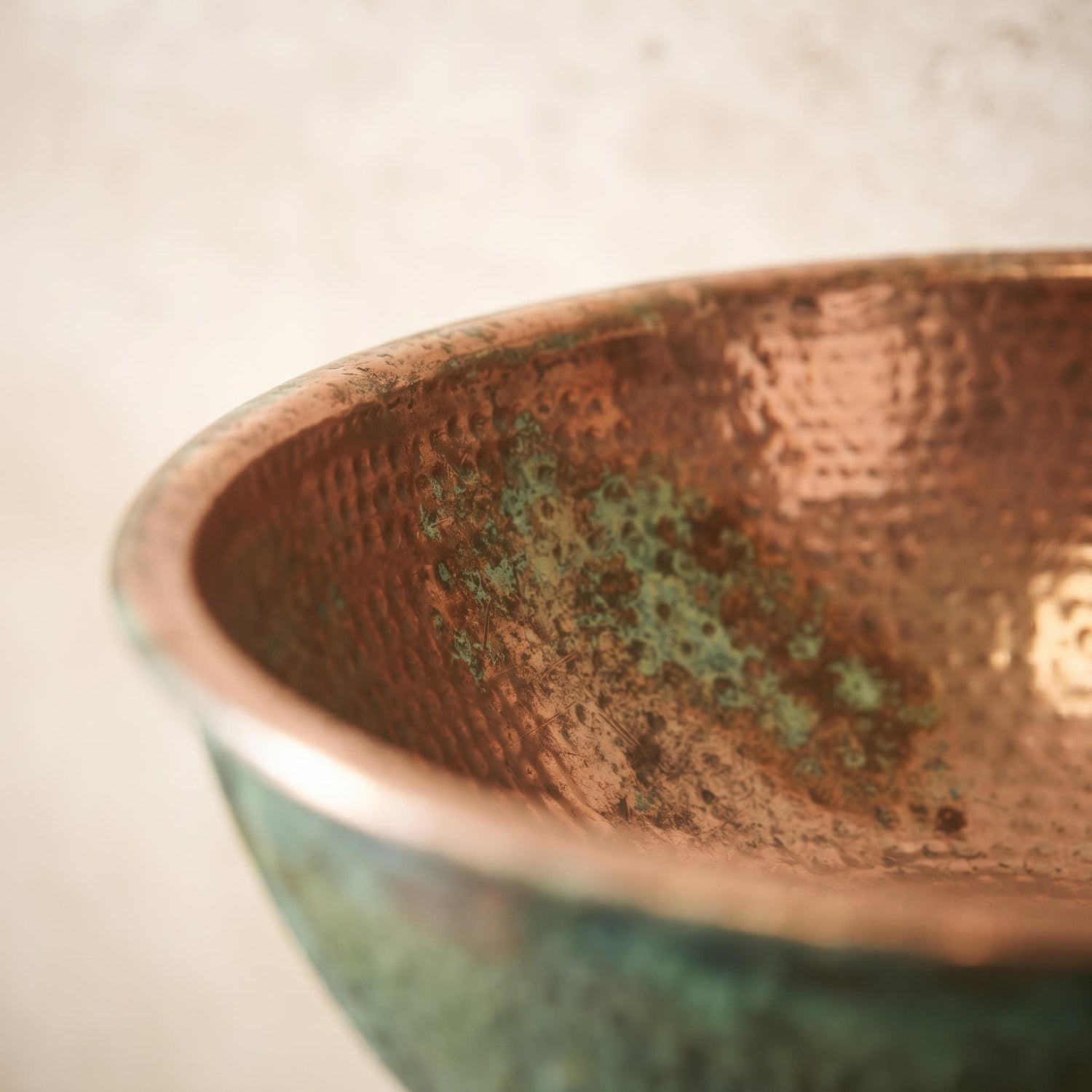 Green Patina copper Wall Mount Sink: Handcrafted Rustic Bathroom Fixture