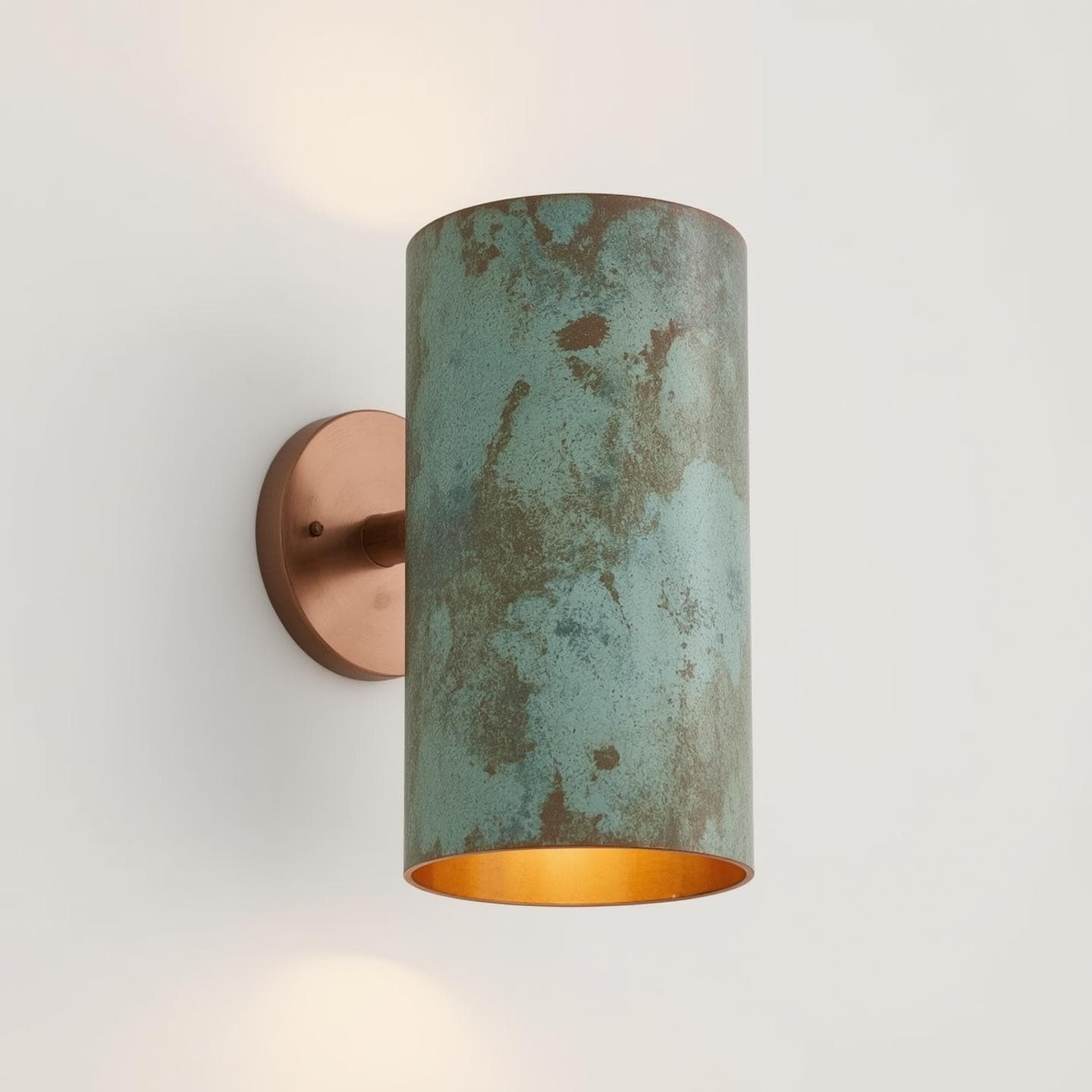 Green Patina Copper Wall Sconce: Handmade Rustic Indoor/Outdoor Light