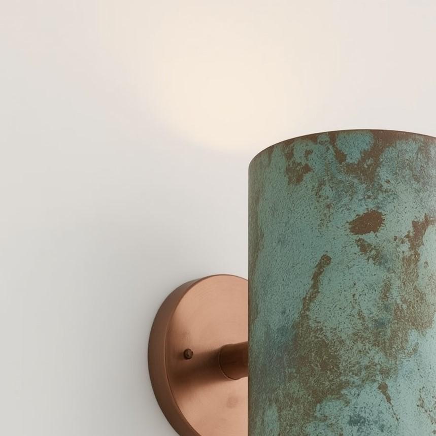 Green Patina Copper Wall Sconce: Handmade Rustic Indoor/Outdoor Light