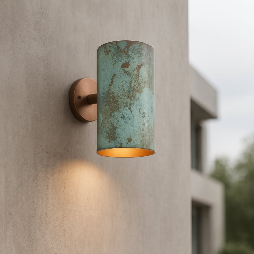 Green Patina Cylindrical Wall Sconce