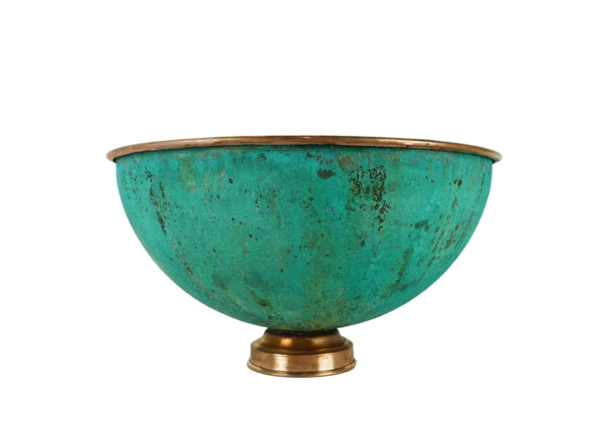 Green Patina Hammered Copper Vessel Sink – Handmade Bathroom