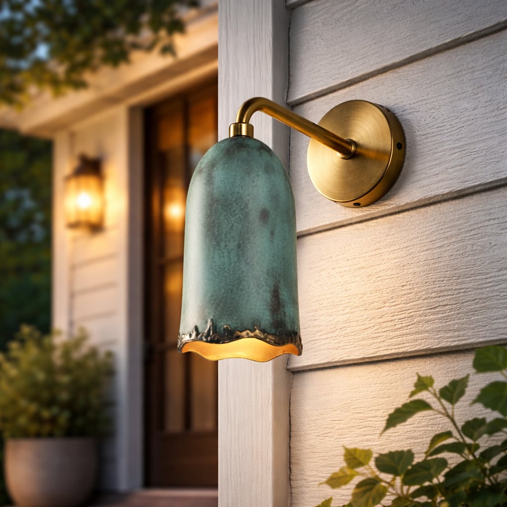 Patina Wall Sconce With Brass Arm